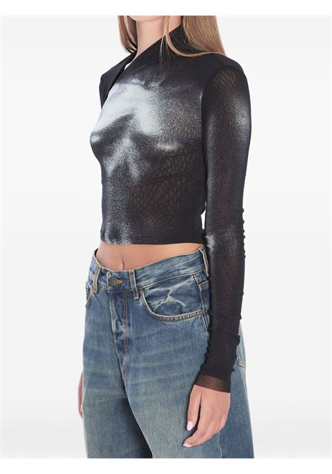 body dust crop top woman black and silver JEAN PAUL GAULTIER | 25/04-W-TO351-M010P0091